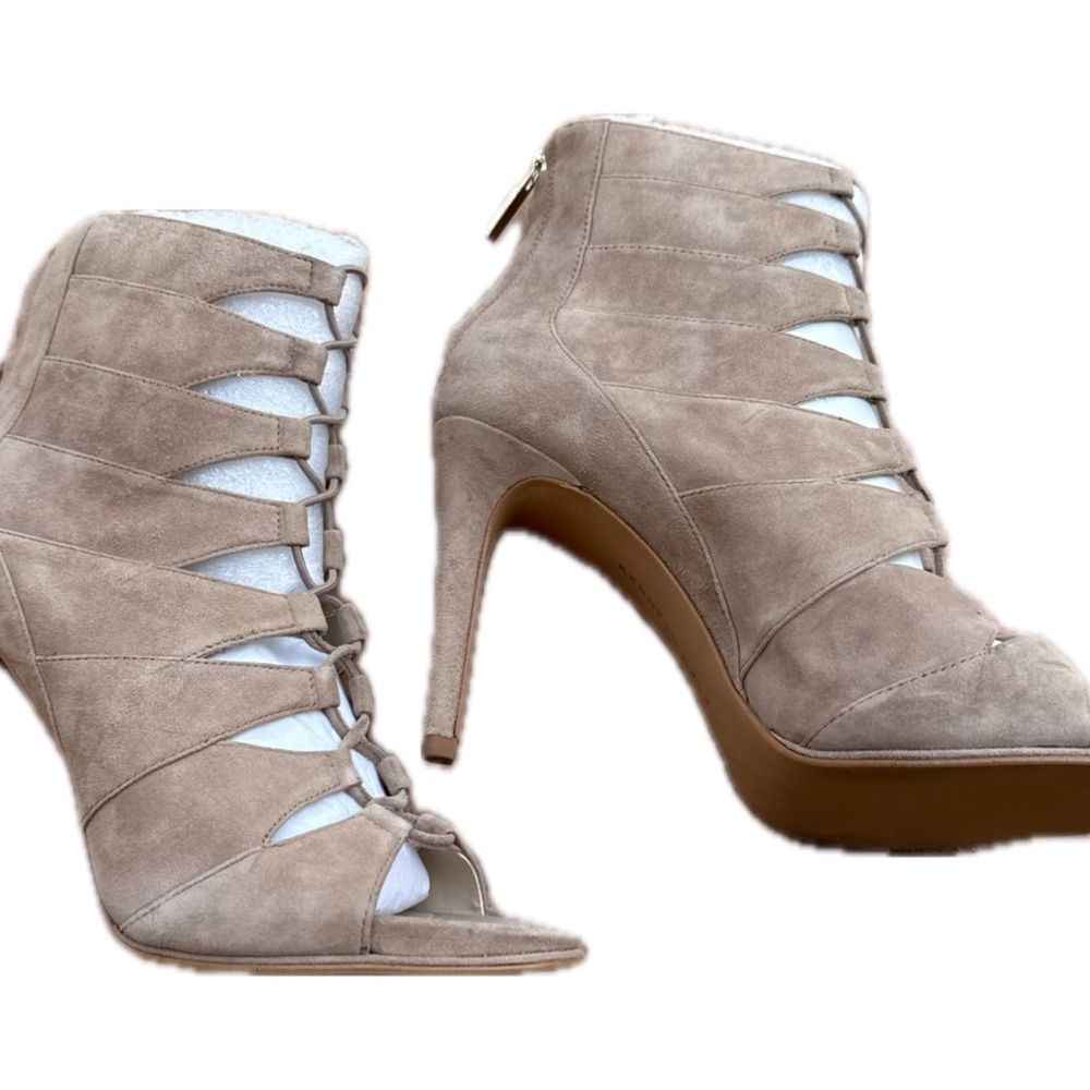 Elegant Taupe High Heel Ankle Boots